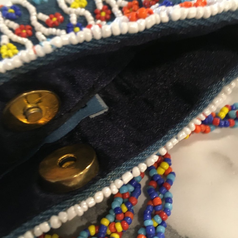 PIERRE URBACH Micro Crossbody Shoulder Bag Beaded Multi Colored Floral Pattern - Picture 6 of 7